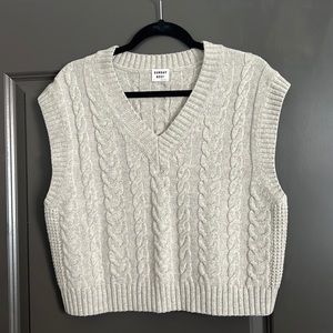 Grey cable knit sweater vest